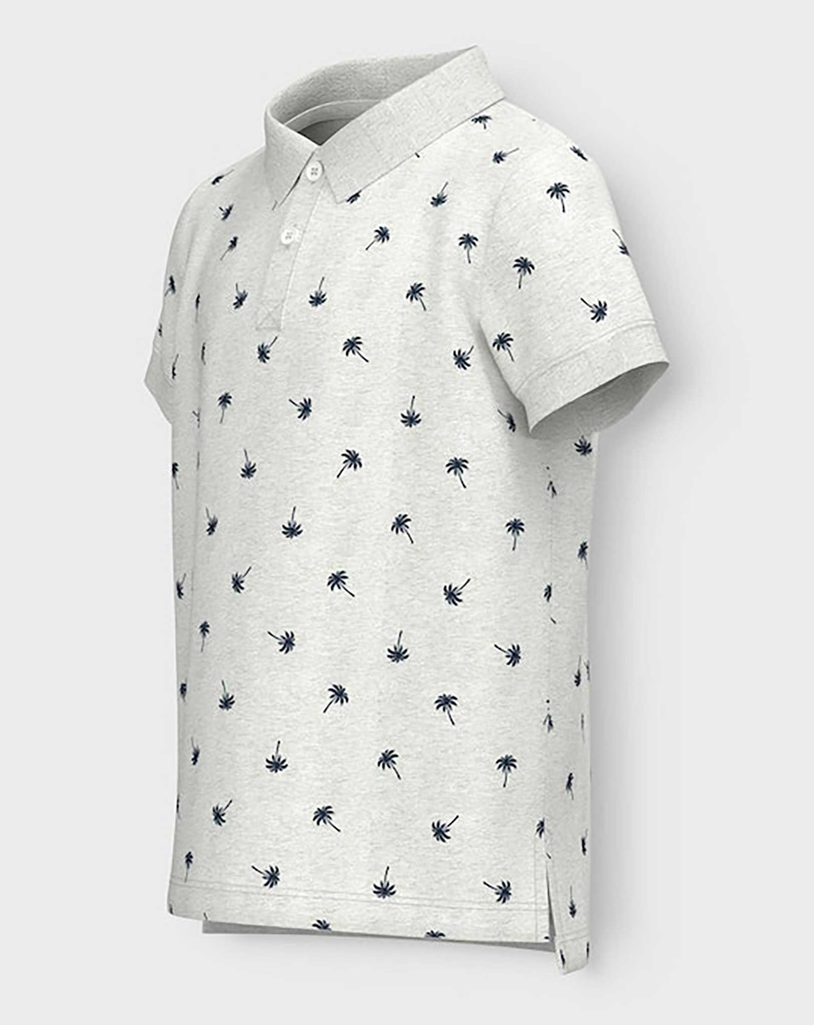 Poloshirt NKMVOLO PALMS in light grey melange