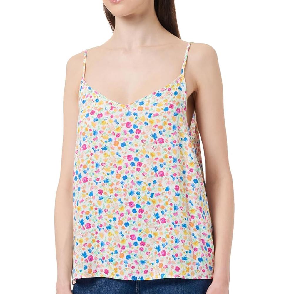 Only Débardeur Blanc/Rose à Motifs Femme Nova