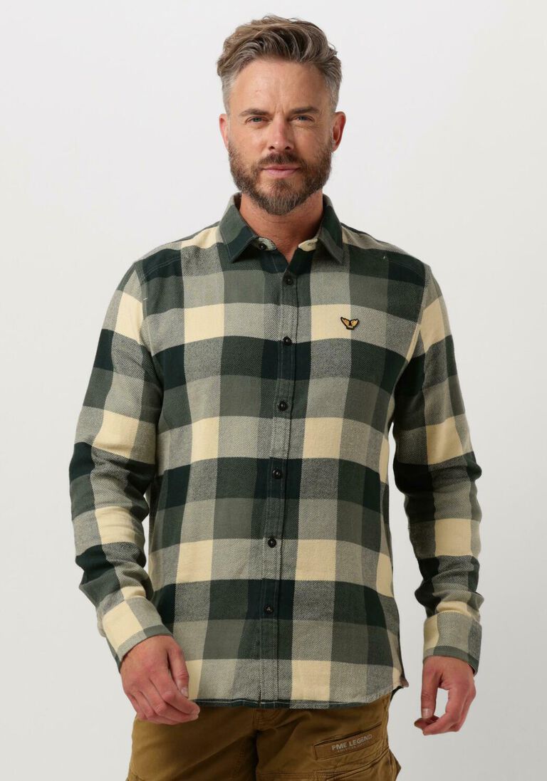 PME LEGEND groene pme legend overshirt long sleeve shirt heavy ctn twill check