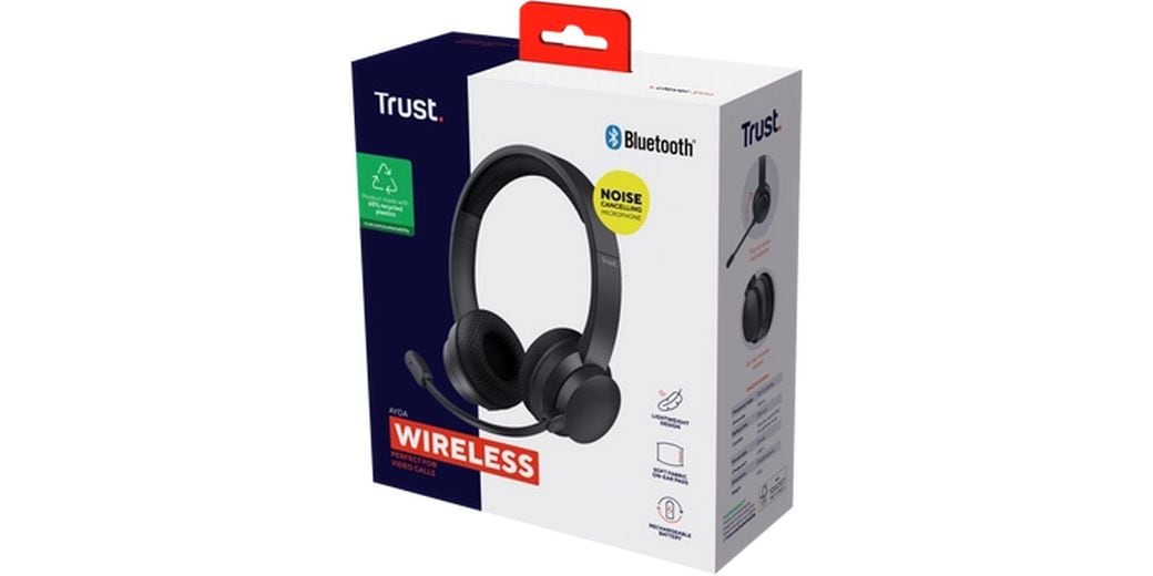 Trust Headset Ayda Wireless ENC Leichtes, kabelloses On-Ear-Headset mit Mikrofon mit Geräuschunterdrückung und verstellbarem Kopfbügel
