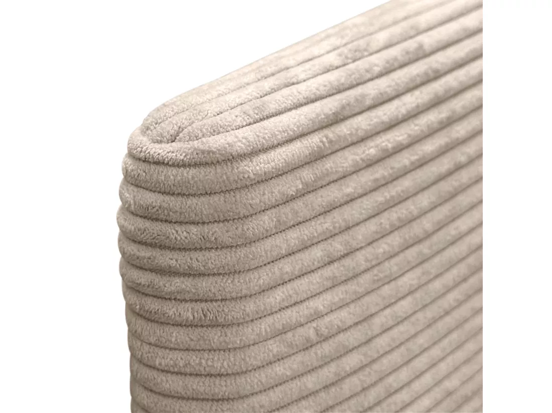 DHOME Tête de Lit Velours Côtelé Uni 150x115 avec Pieds de Lit 150/160 - Beige
