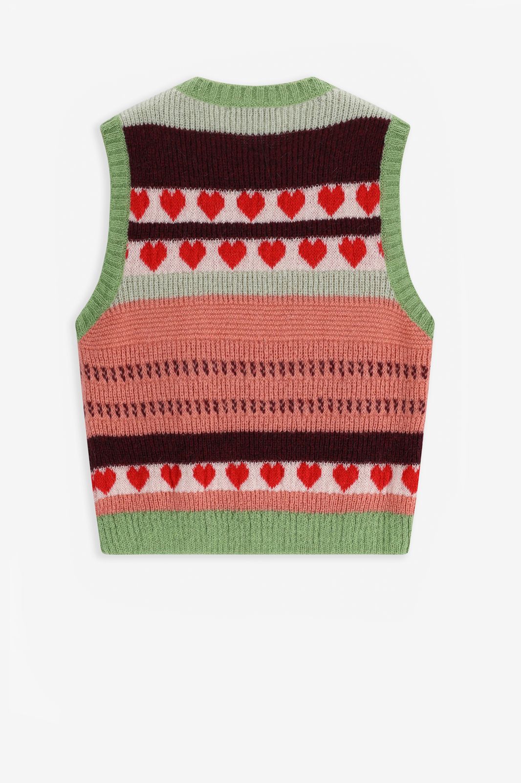 Groene jacquard spencer met hartjes