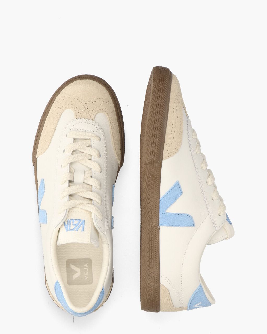 Veja Volley Leather Wit/Lichtblauw Damessneakers