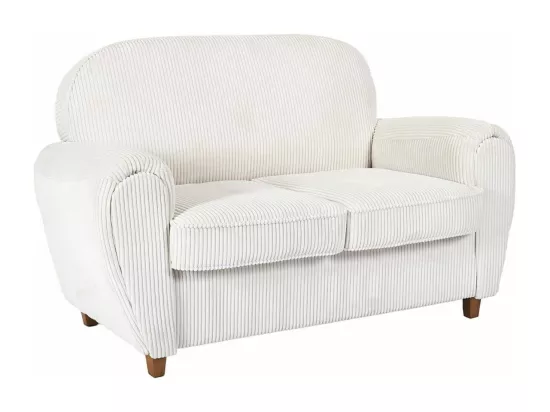 GANDY - Ensemble Fauteuil et Canapé Club 2 Places Tissu Velours Côtelé Beige