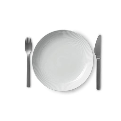 Royal Copenhagen Hvid Riflet Moderne Tallerken, Hvid, Ø25 cm