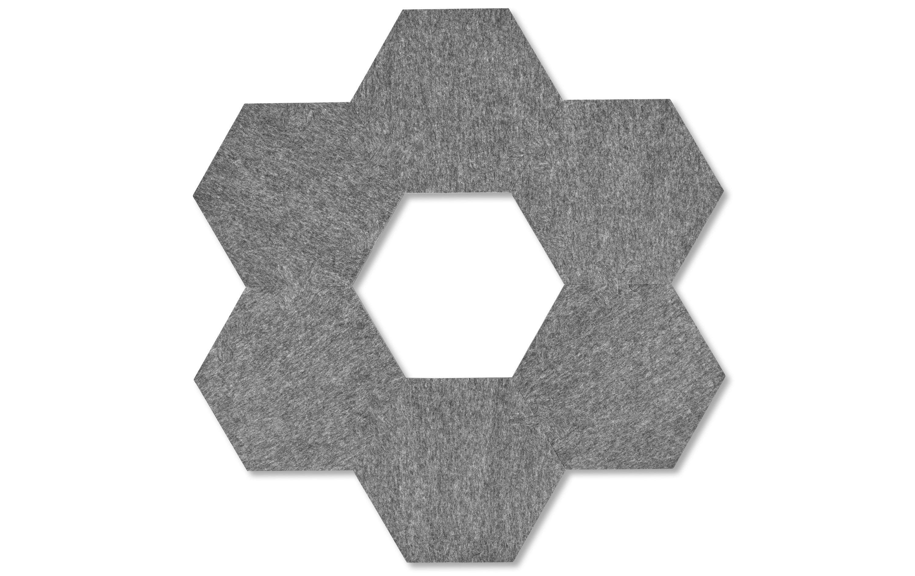 Wandfliesen Hexagon 44 x 50.5 cm Grau, 6 PlattenAkustikplatten Hexagon