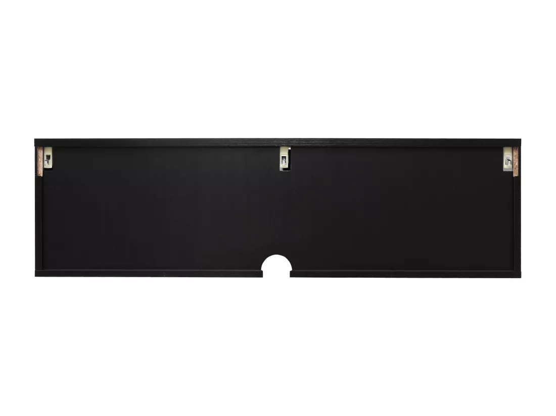 Armoire murale noire avec portes coulissantes à gauche et à droite, en rotin tressé, 110 cm de long, idéale pour chambre, bureau, salon