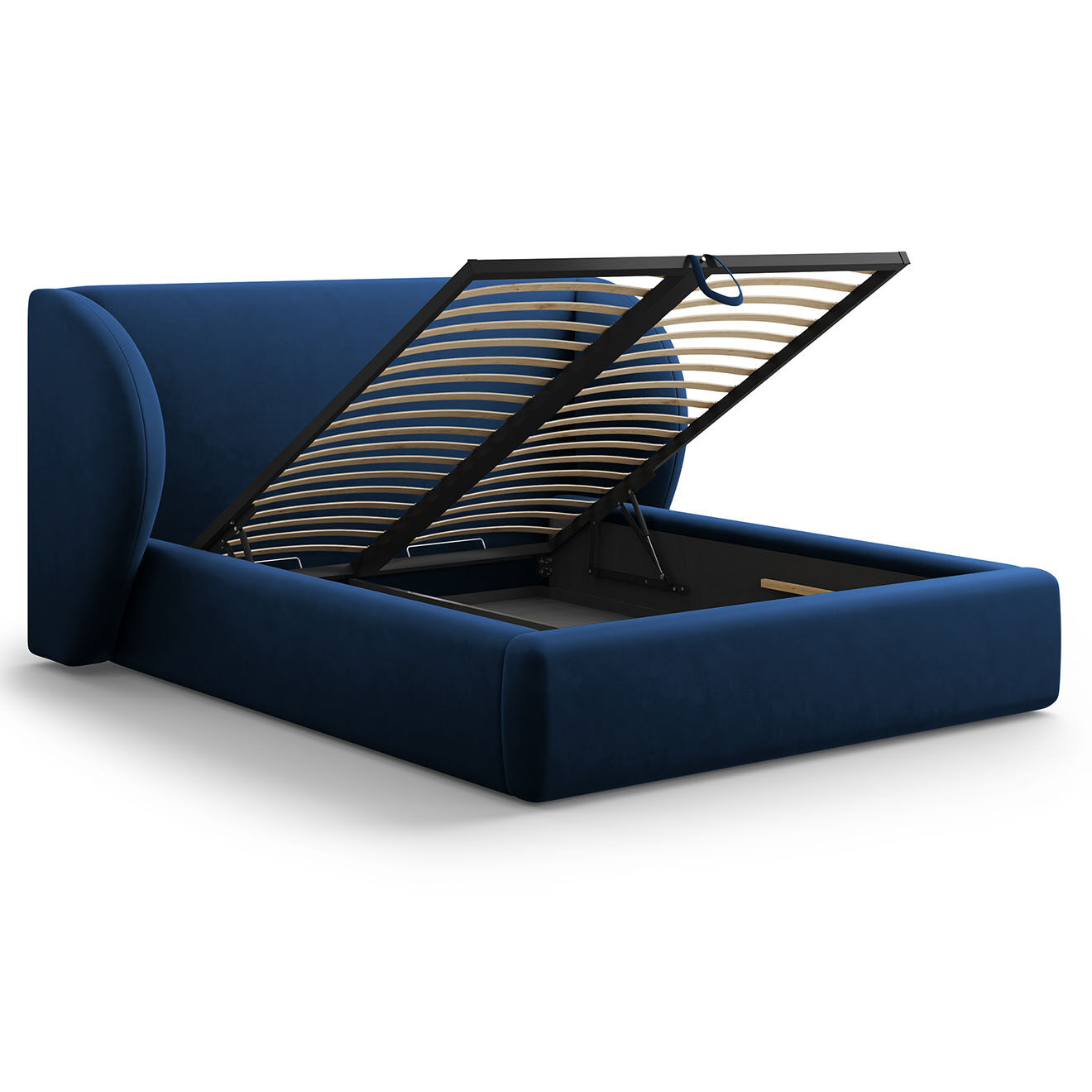 Micadoni Lit Coffre en Velours avec Tête de Lit Miley bleu roi - 230x187x100 cm