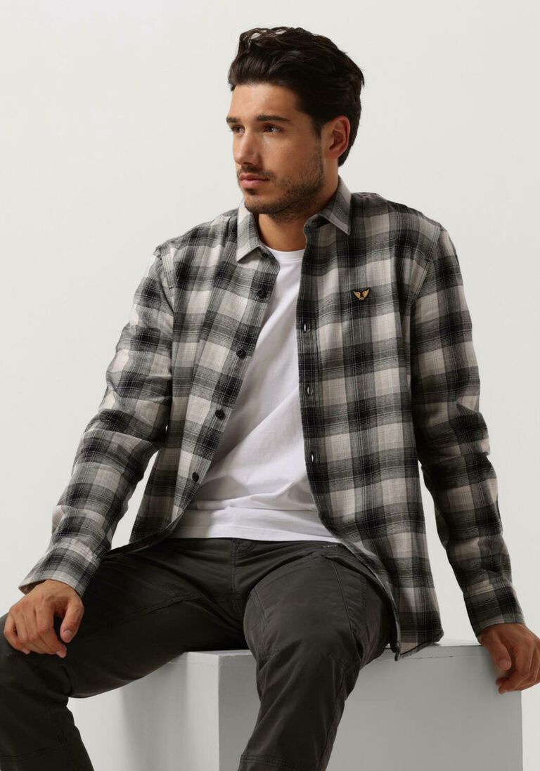 PME LEGEND grijze pme legend casual overhemd long sleeve shirt ctn twill check