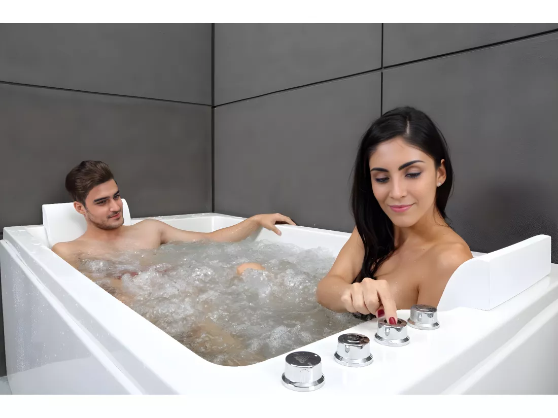 Baignoire balnéo 2 places CETANA DUO Wave L170xl100xH63cm, by SPALINA