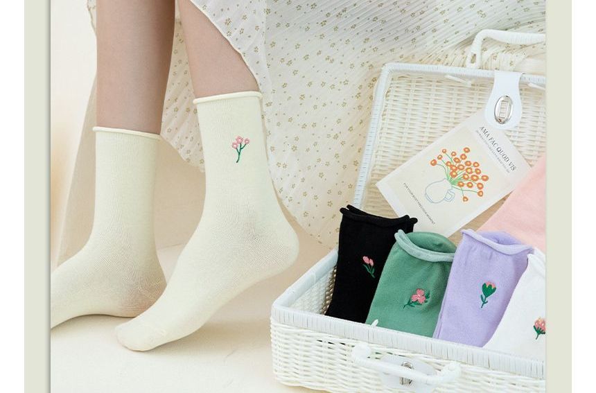 Loverly - Sokken met geborduurde bloemen