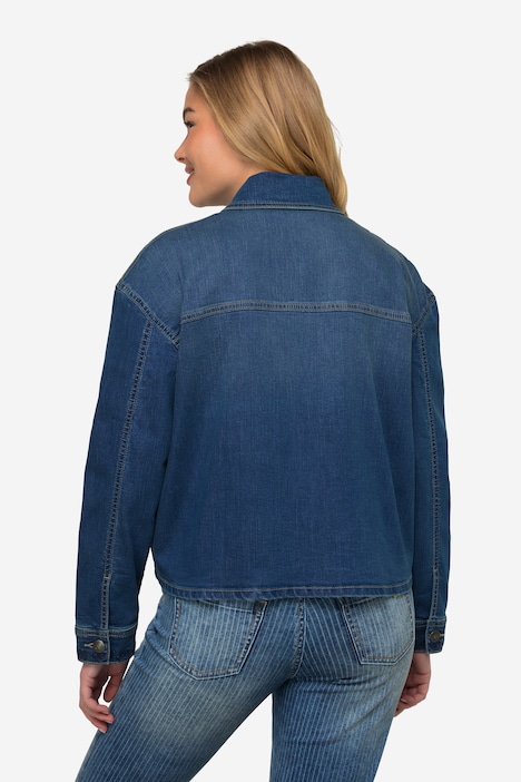 Jeansjacke, oversized, Stickerei, mit recyceltem Polyester