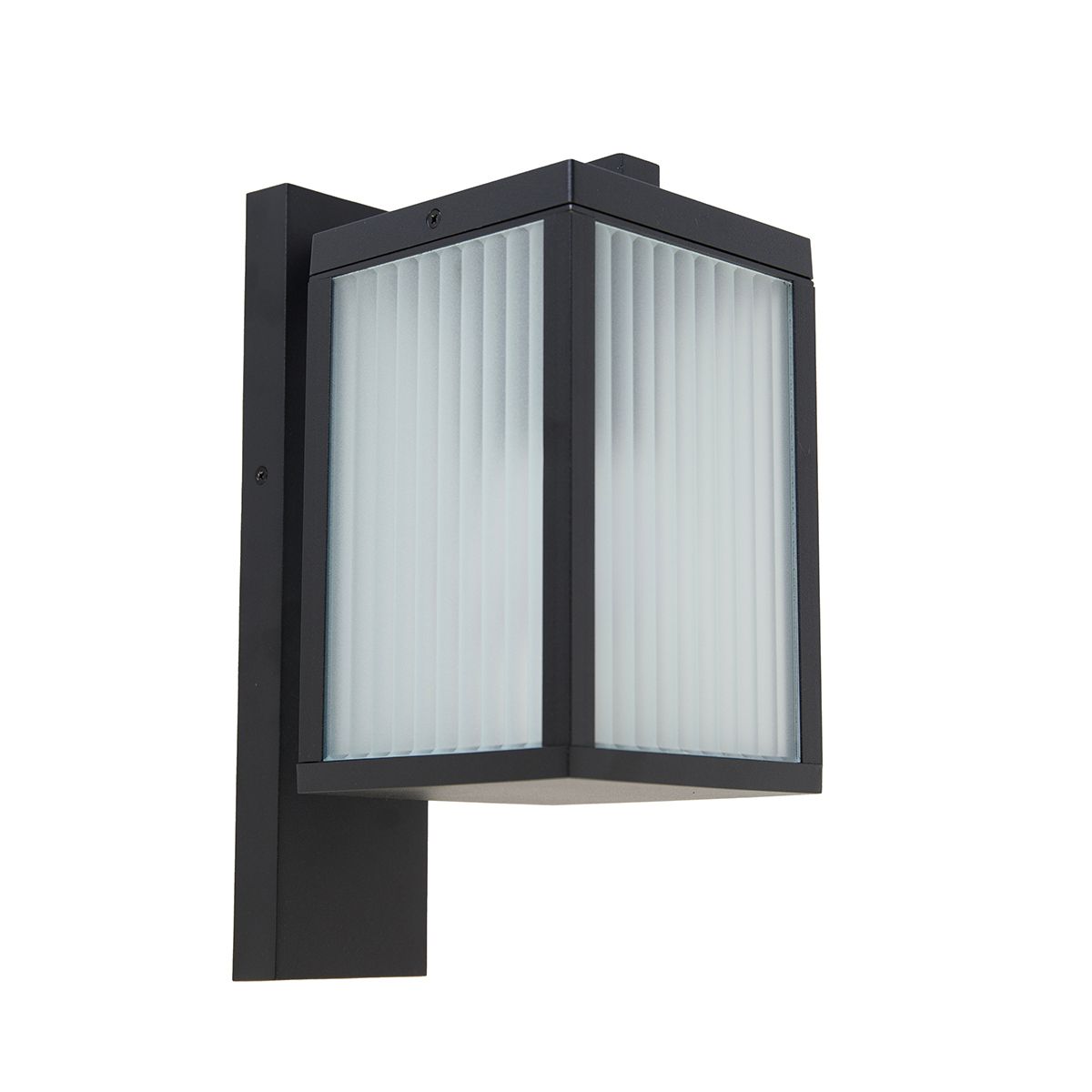 Smart buiten wandlantaarn zwart met ribbel glas incl. Wifi A60 - Charlois
