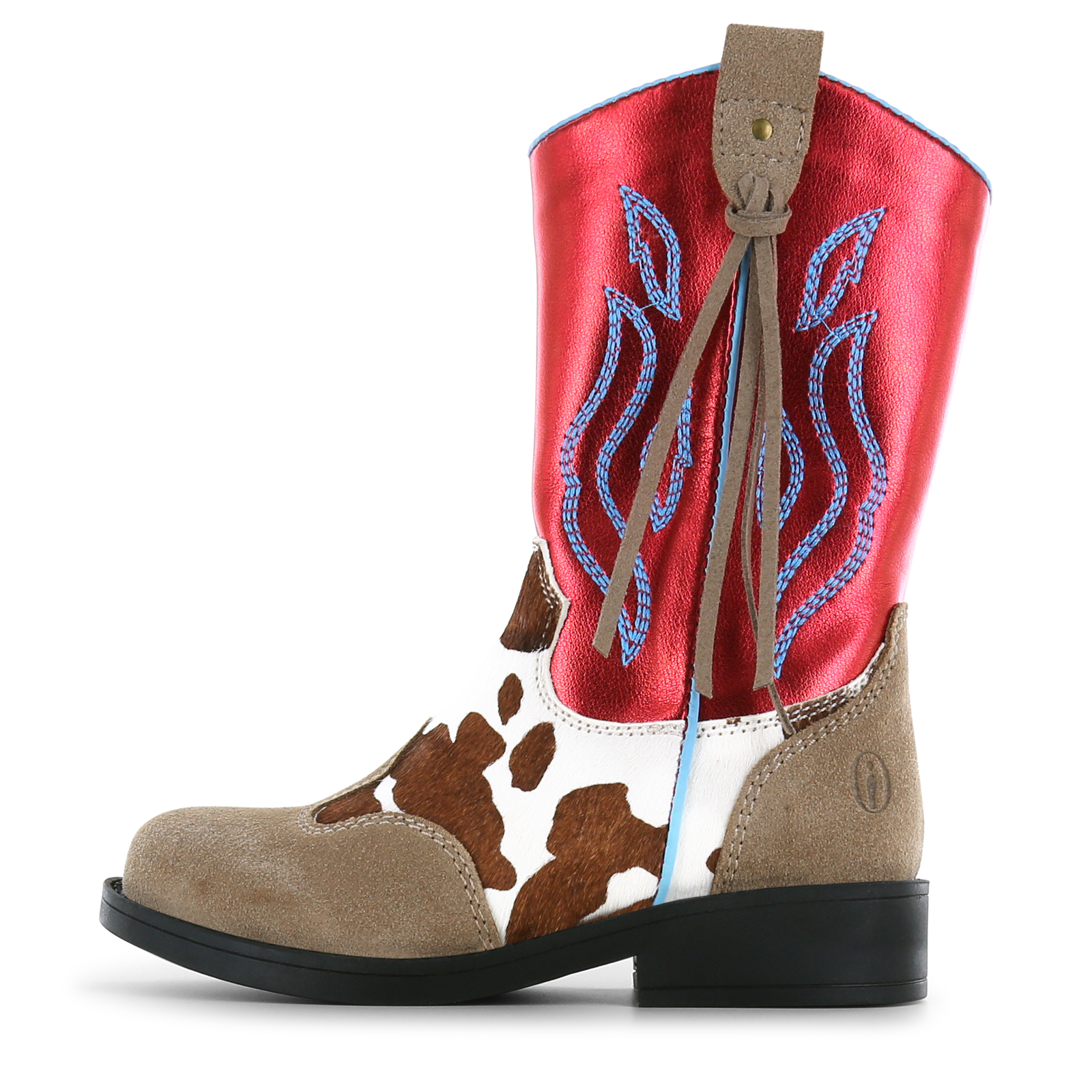 Shoesme rode cowboylaars met print Metallic, Microfiber leer, Ponyhair, Suè