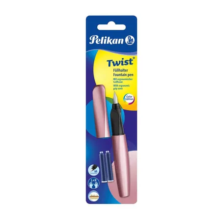 Pelikan Twist® Füller Feder M, Girly Rose universell für Rechts- und Linkshänder Blister