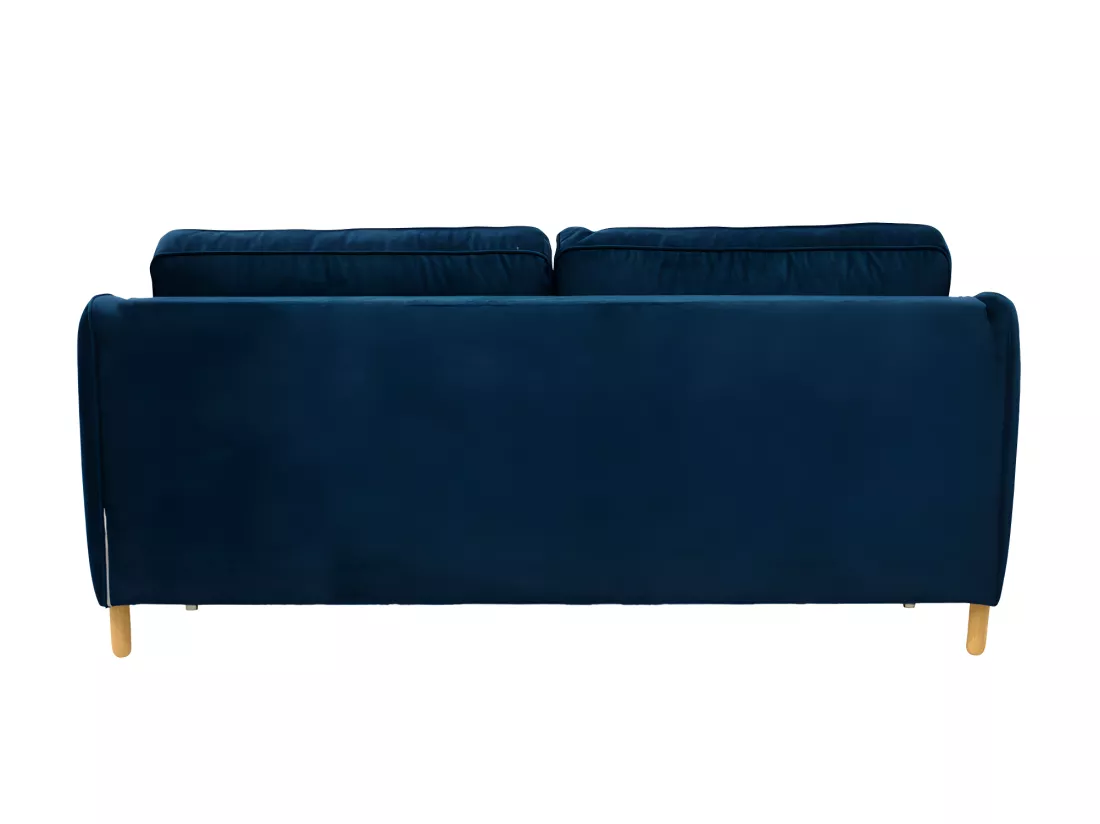 Vornay - Canapé convertible express 3 places en velours - Bleu nuit