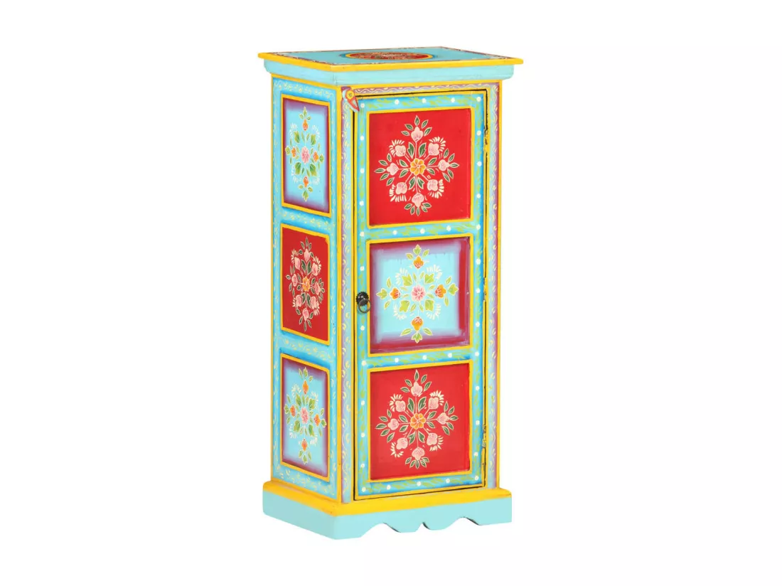 Buffet peint à la main 40x30x90 cm Bois de manguier solide