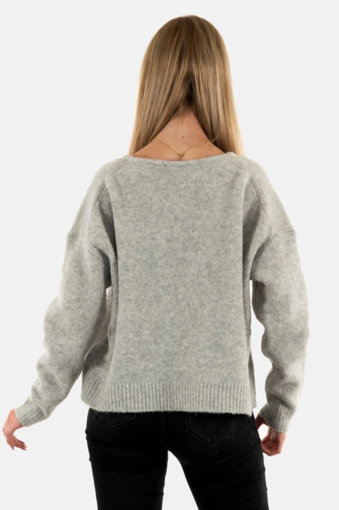 Pull hiver superdry oversized v neck rda light grey twist