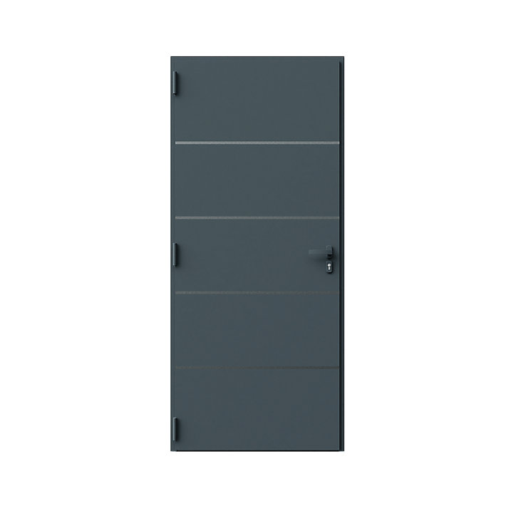 Porte d'entrée FORTIA alu gris RAL 7021 Cecina 96 x h.218 cm poussant droit