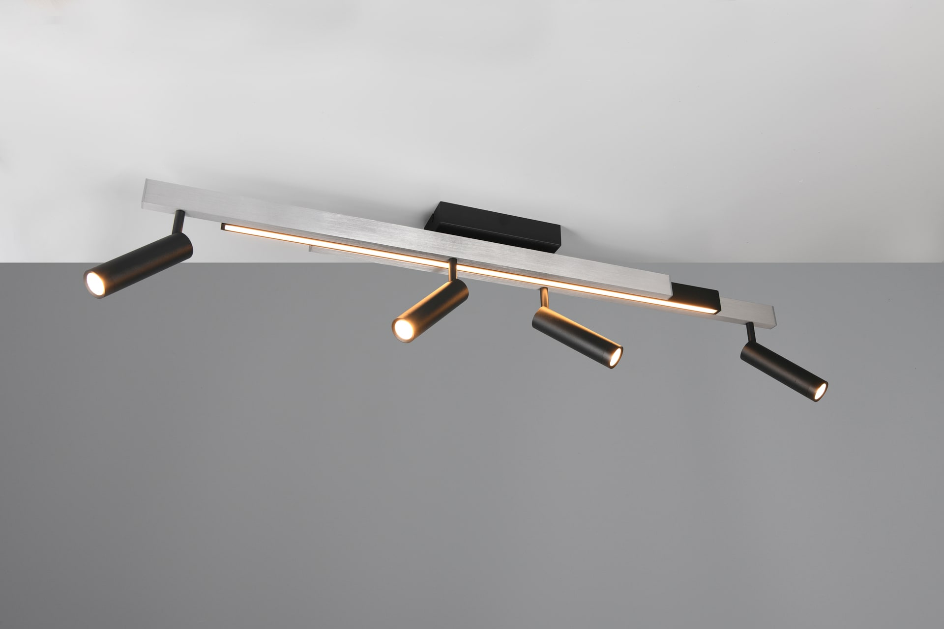 TRIO LED Deckenlampe mit 4 Spots ZENO 85-133 cm Alu /schwarz