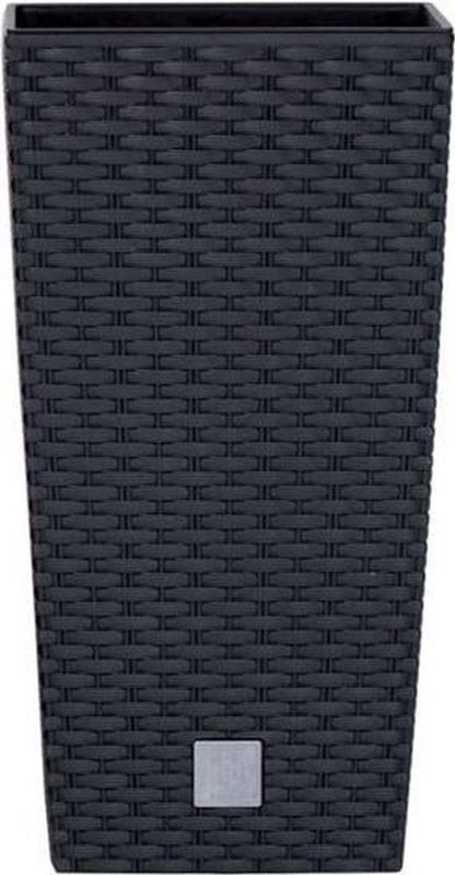 Prosperplast - Rato Square - Bloempot - Antraciet - Rotan Textuur - Inclusief Binnenpot