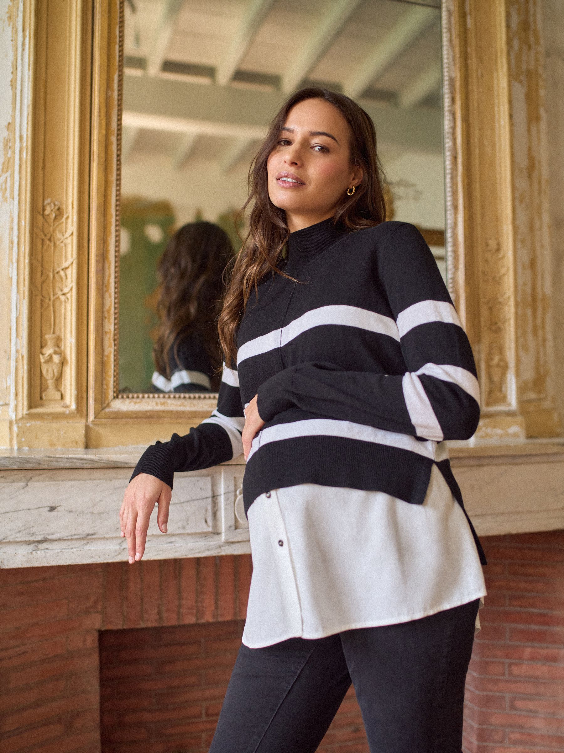 Seraphine Zwangerschap & Borstvoeding Laagjes Gebreide overhemd Top