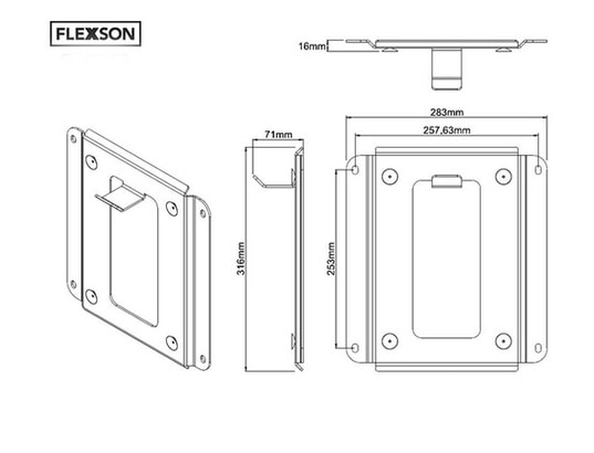 FLEXSON - Support mural Fixation SONOS SUB Wall Mount - Black - Noir