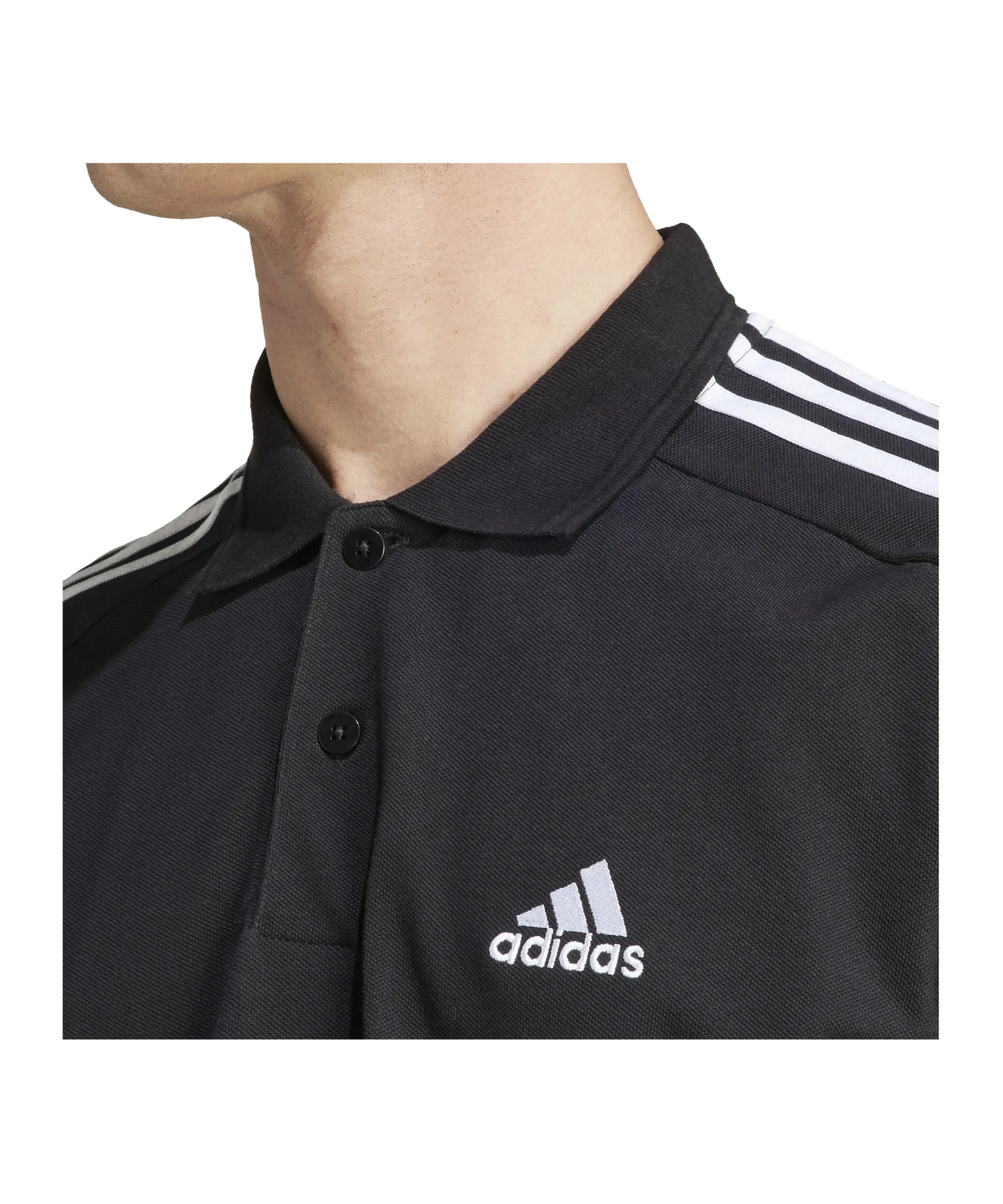 adidas Essentials Piqué Embroidered Small Logo 3-Stripes Black