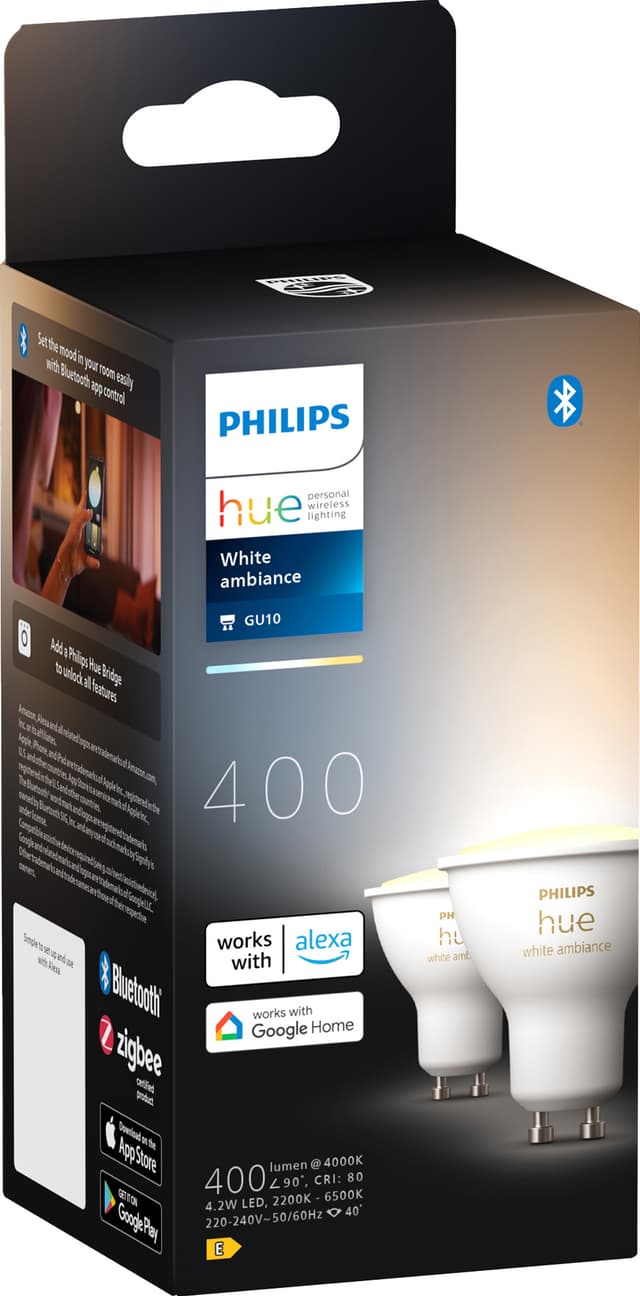 Philips Hue LED-pære GU10 4,2W (2-pak)