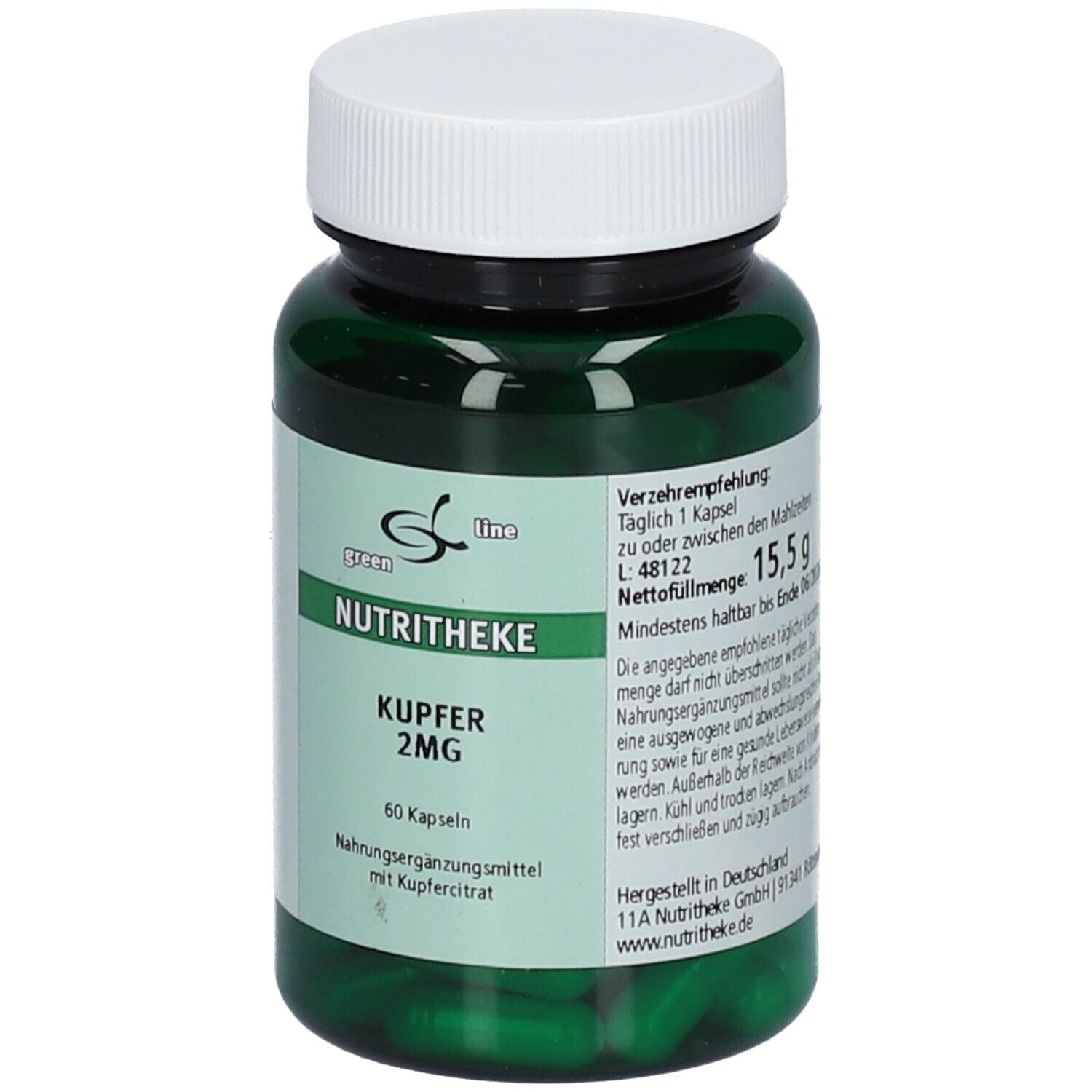 green line NUTRITHEKE Kupfer 2 mg