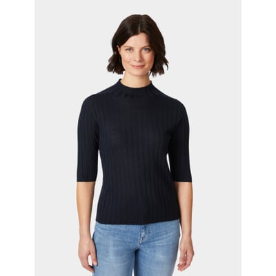 Damen-Strickshirt Halbarm, Dunkelblau