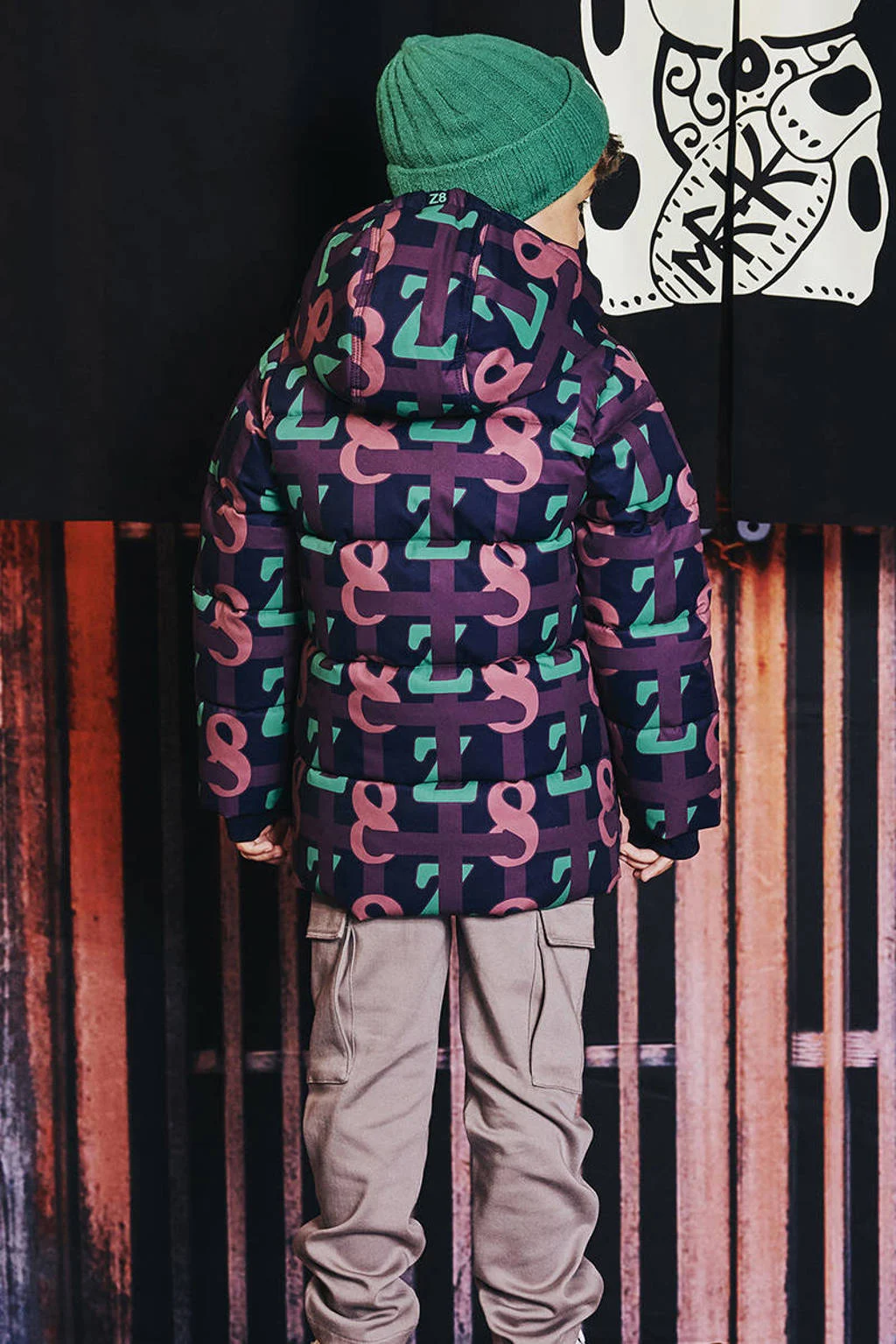 Z8 kids gewatteerde winterjas Franklin donkerblauw
