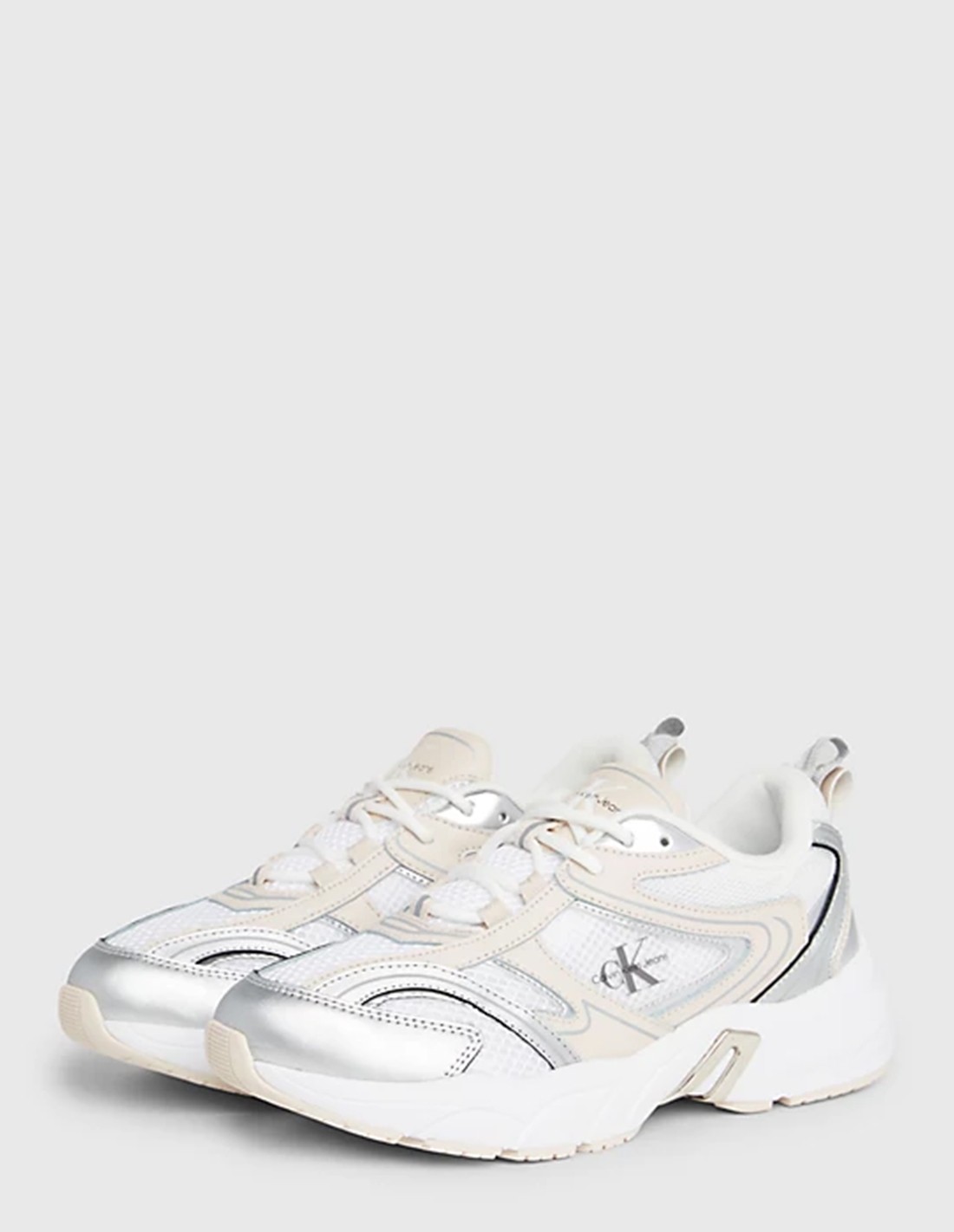calvin klein Baskets de ville femme retro tennis low blanc/creme/metal