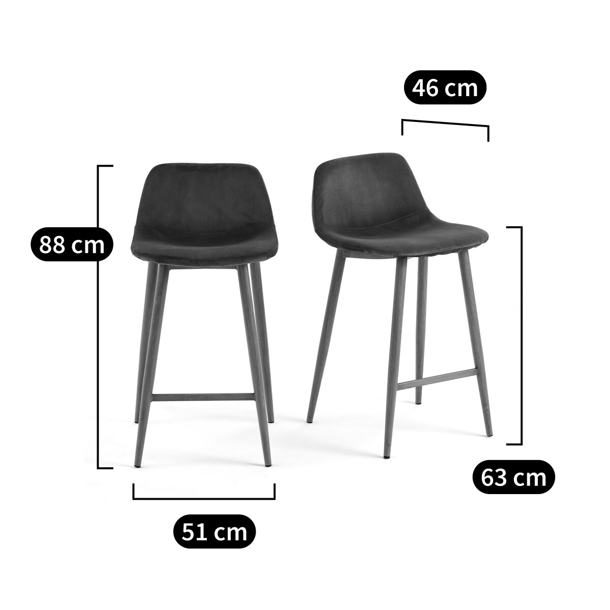 LA REDOUTE INTERIEURS<br>Conjunto de 2 bancos altos de altura média, Lavergne