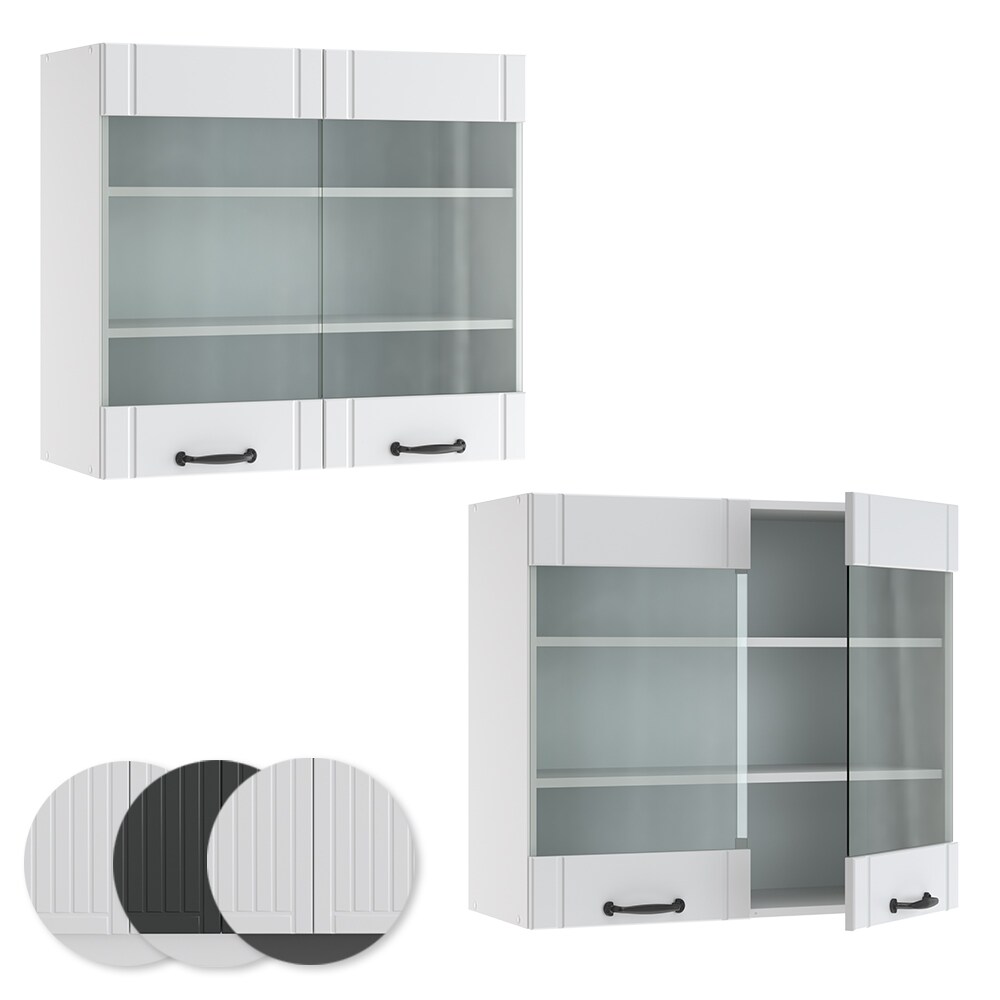 Vicco Hängeglasschrank 80 cm FAME Line Küchenschrank Küchenzeile Landhaus Weiß