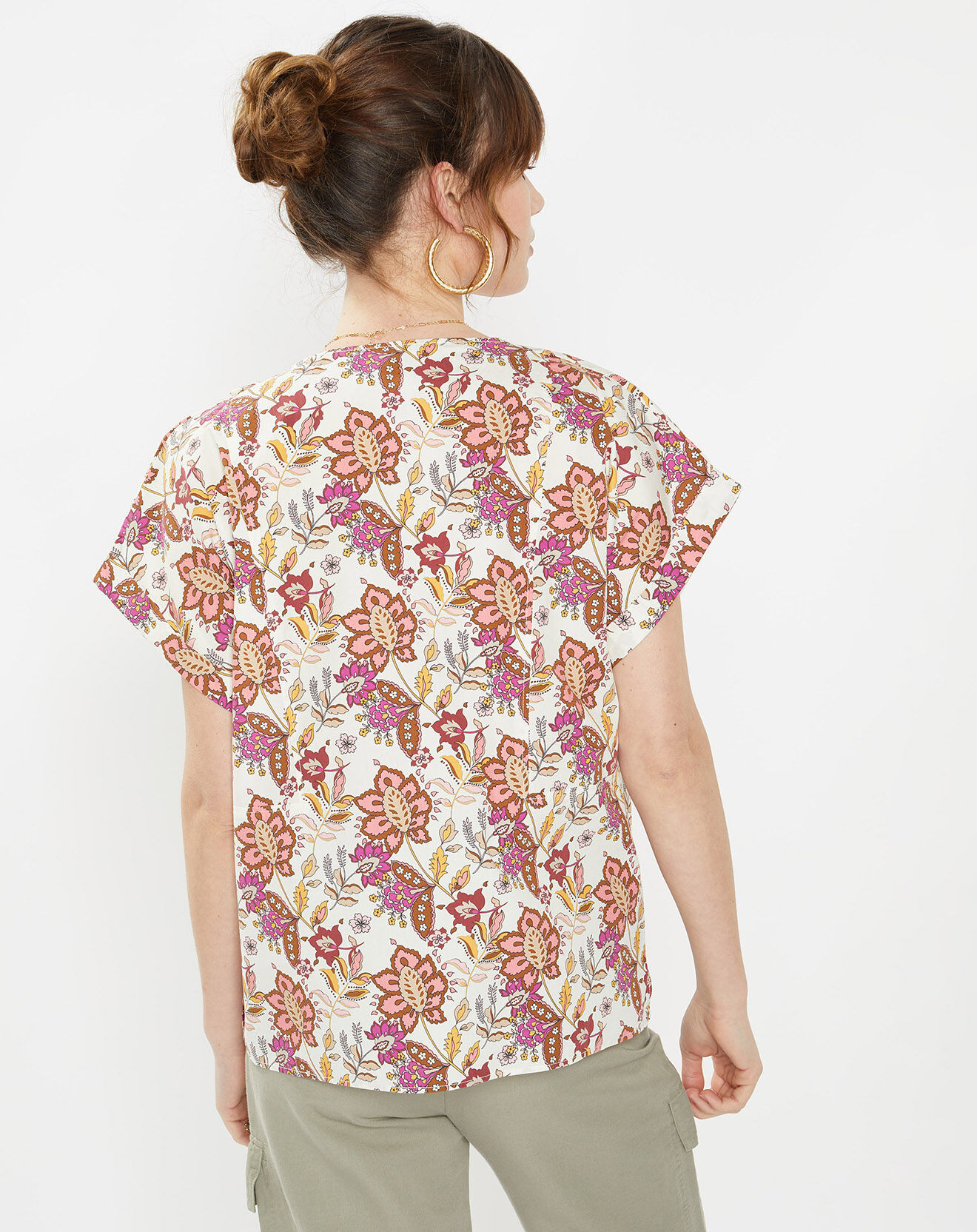Galeries Lafayette Top Eole imprimé écru/multicolore