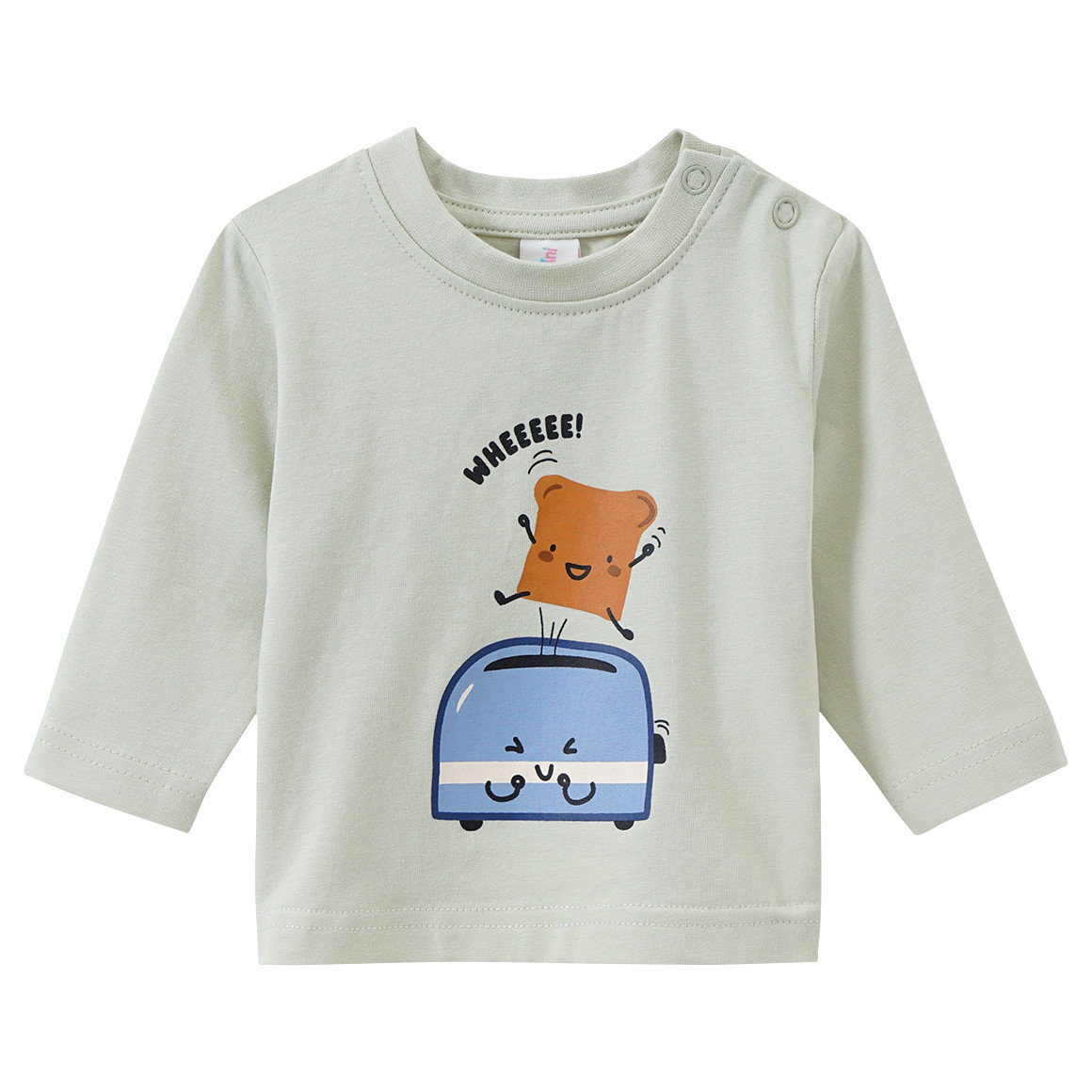 Topomini Newborn Langarmshirt mit Frühstücks-Print mintgrün