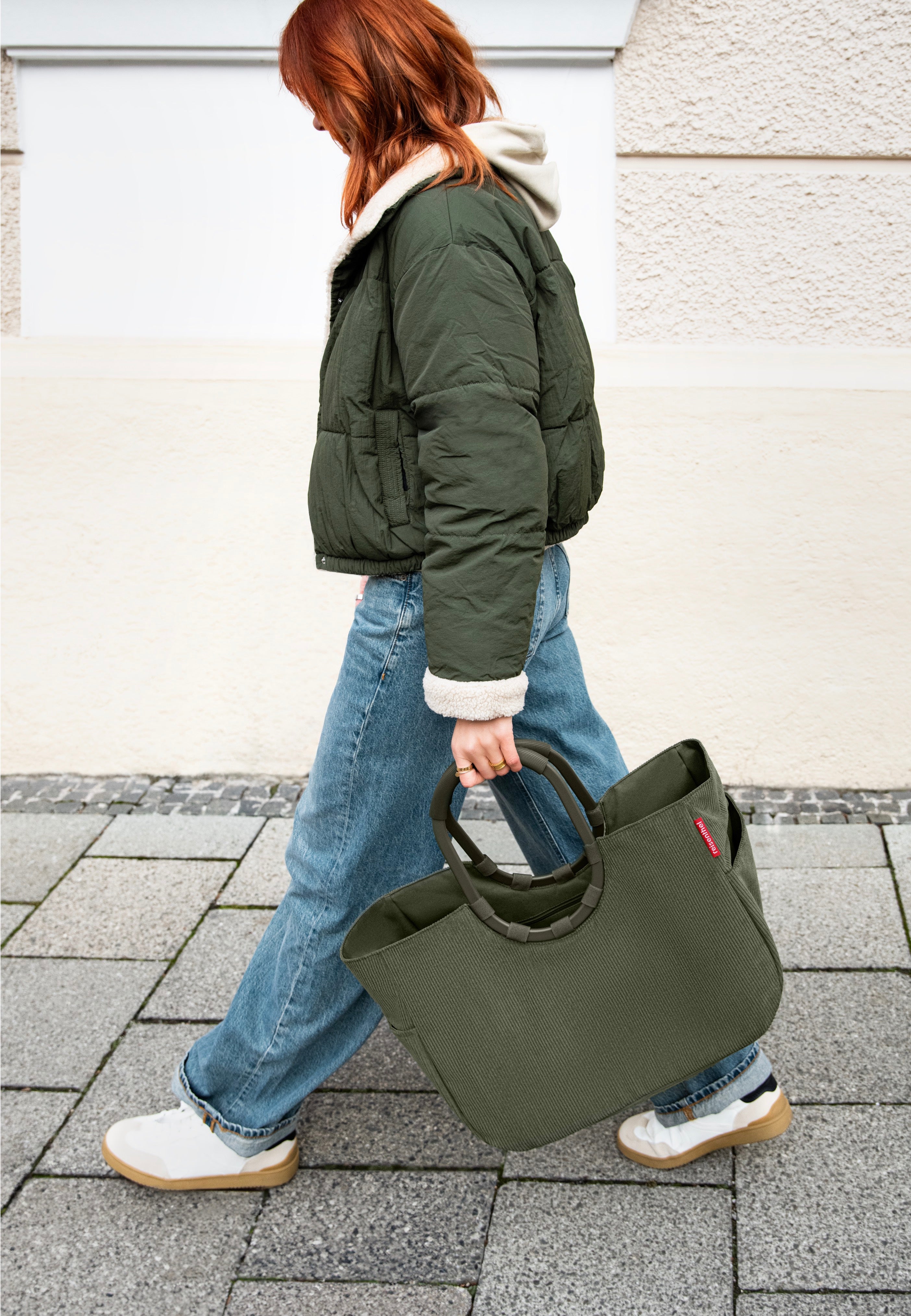 Loopshopper L Cord Dark Matcha - Einkaufskorb