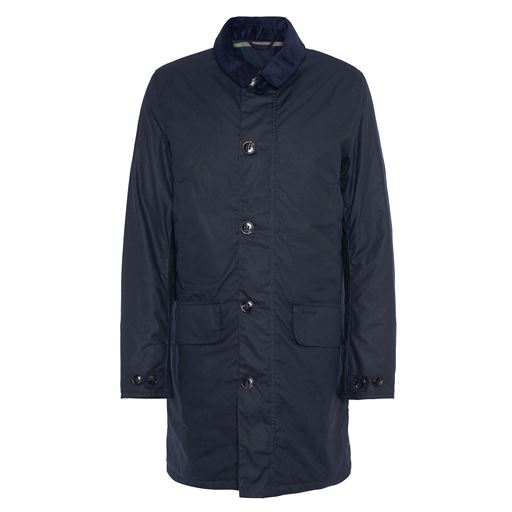 Barbour Wax Mac Frakke, Navy/Greenloch Tartan, L