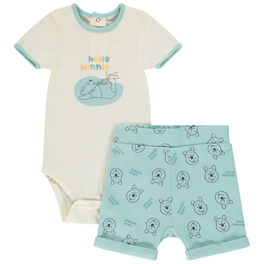 Ensemble court 2 pièces avec body Winnie Disney pour bébé garçon - Ecru