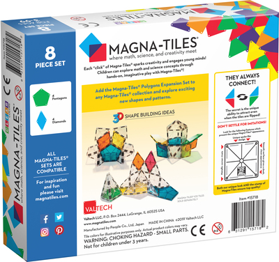 MAGNA-TILES Clear Colors Polygon Utvidelsessett 8 Deler