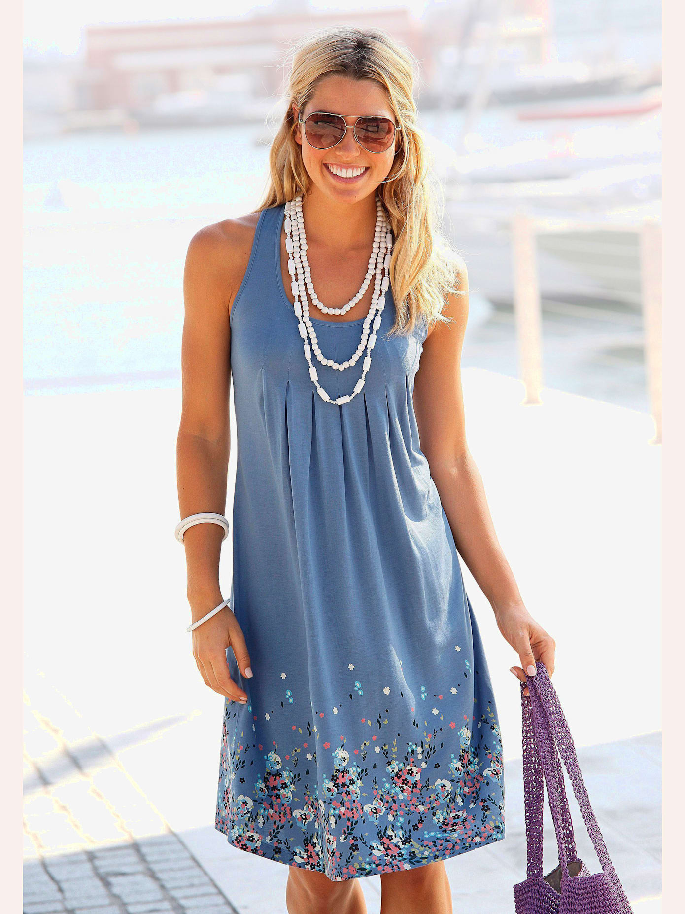 Robe de plage robe d'été imprimée sans manches