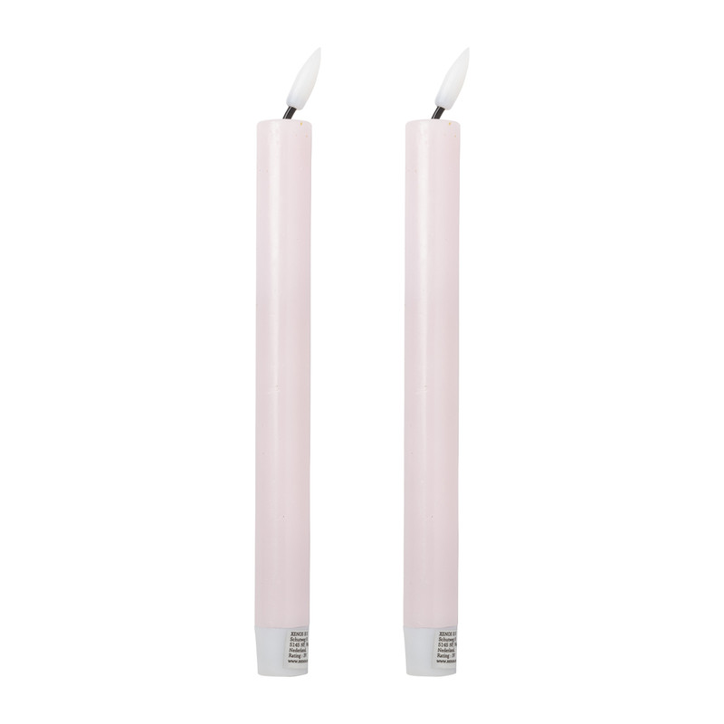 LED dinerkaarsen - roze - set van 2 - ø2.2x24.5 cm