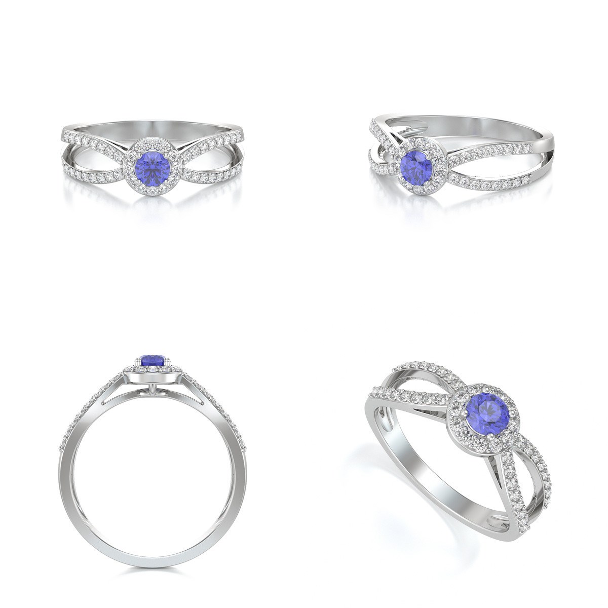 Bague ADEN ADEN Tanzanite et diamants sur Argent 925 2.282grs