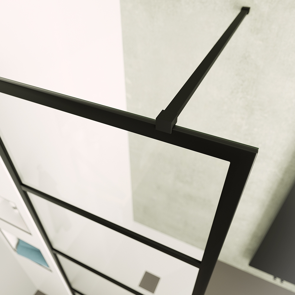 Saniclear Nero inloopdouche 80x200 8mm NANO met zwarte profielen