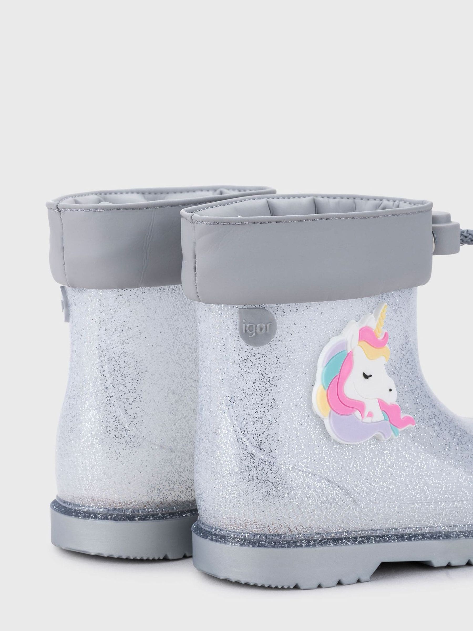 Zilver - Igor Glitter Unicorn Ankle Wellies