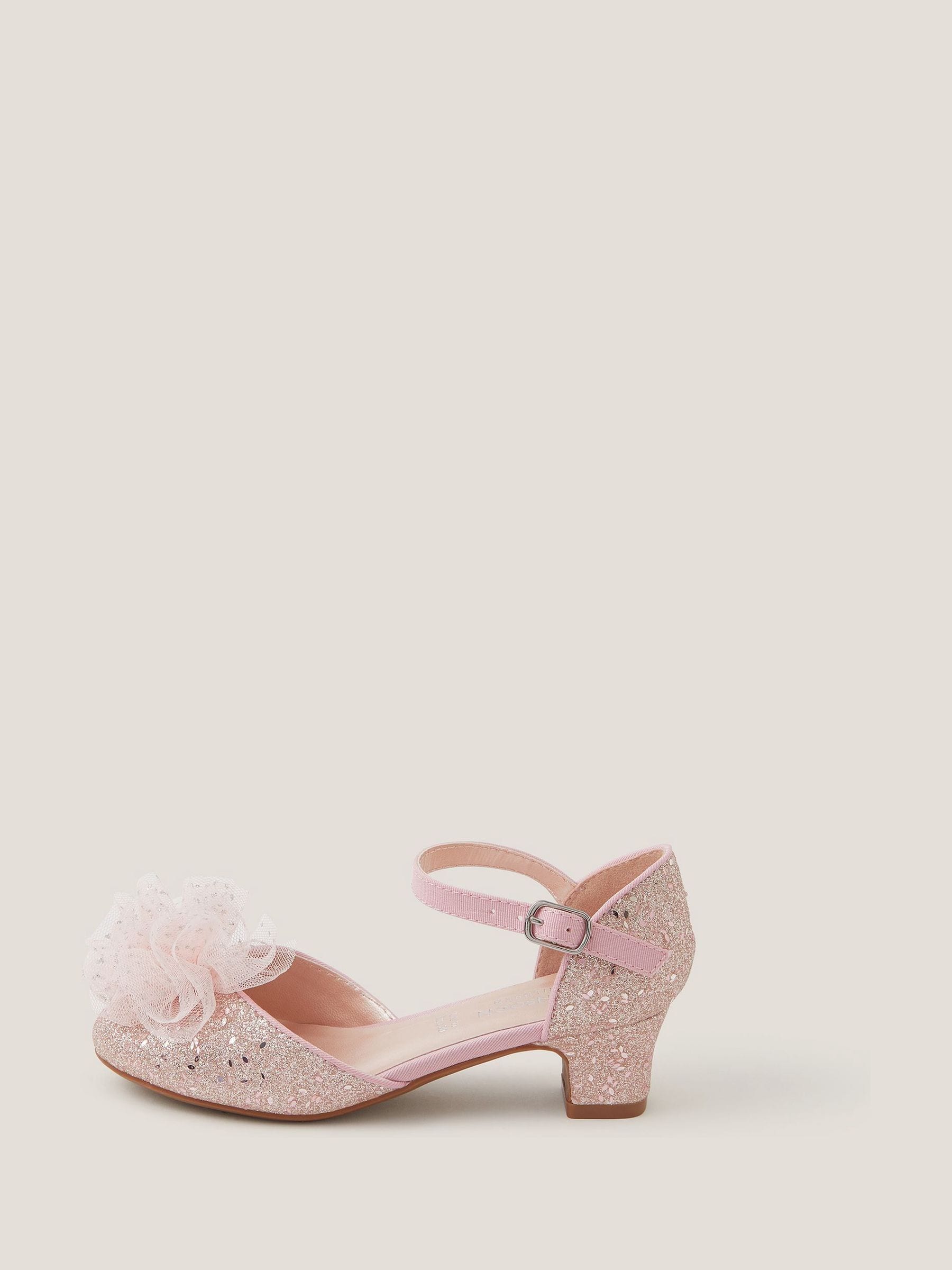 Monsoon Tulle Pom Glitter Closed Toe Heels Shoes