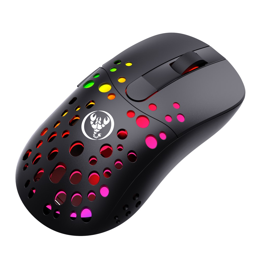 Optische Wireless Gaming Maus 10000 DPI mit USB C und 6 Tasten   RGB Beleuchtung (MacOS/Windows) - Schwarz