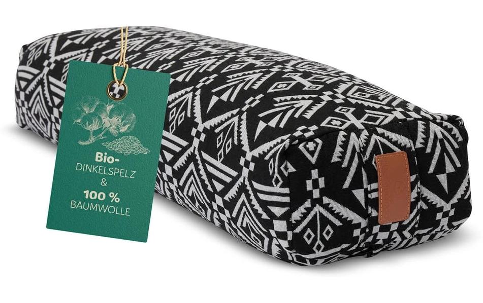 Yoga-Bolster Paravati Bio-Dinkelspelz, Schwarz/WeissYoga-Zubehör