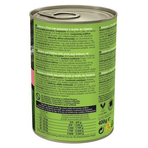 Ração úmida para cães adultos, sabor salmão/peru